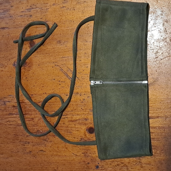 Olive/Hunter Green Bandeau Halter Top - Picture 2 of 3